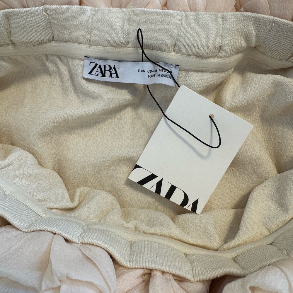 Zara Cream Strapless Dress with Floral Accents - Picture 6 of 7